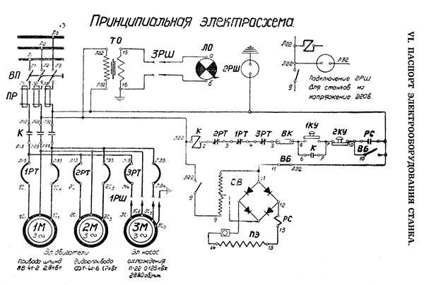 Схема електрична плоскошліфувального верстата 371м-1